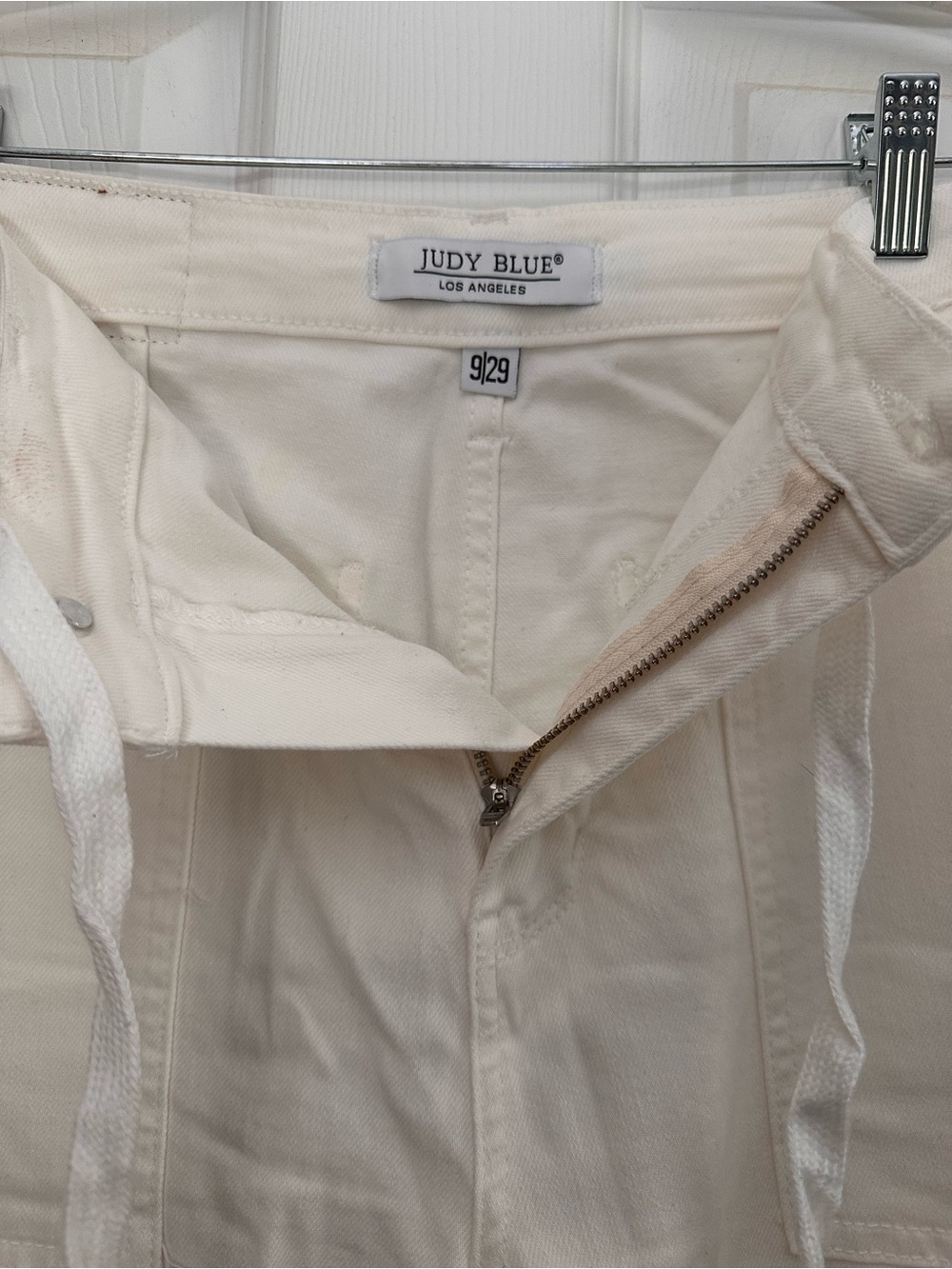 Judy Blue Cream Drawstring Zip-Front Pants